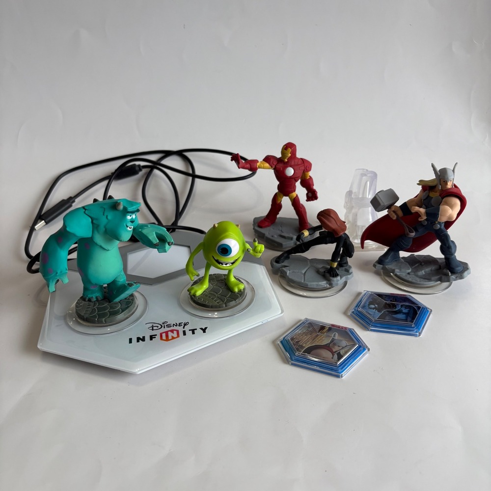 Disney Infinity Base Marvel & Monsters Inc Figures Sulley Mike Iron Man Thor Lot